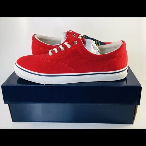 BRAND NEW Polo Ralph Lauren Harpoon SK VLC Red Washed Canvas Size 10.5 - Picture 7 of 8